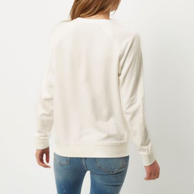 Cream distressed sweatshirt